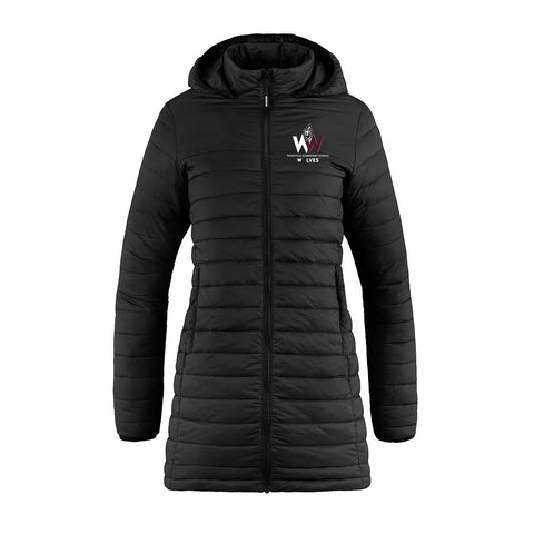 Woodville Wolves Lightweight Puffy Full Length Jacket - Ladies