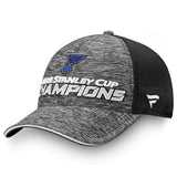 Men's St. Louis Blues Fanatics Branded Gray/Black 2019 Stanley Cup Champions - Locker Room Adjustable Hat